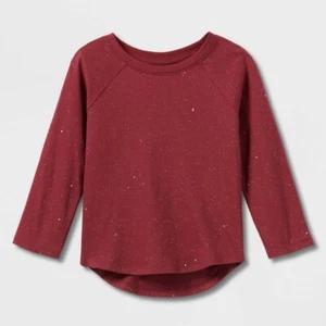 Toddler Girls' Sparkle Long Sleeve T-Shirt - Cat & Jack Maroon 5T, Red - Picture 1 of 1