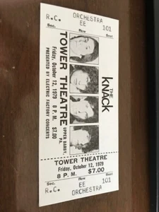 The Knack - ¡Raro! Boleto completo sin usar Tower Theater Upper Darby PA 10/12/1979 - Imagen 1 de 2
