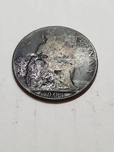 UK British Penny 1904 Cent Coin - Lot BT408 - Picture 1 of 2