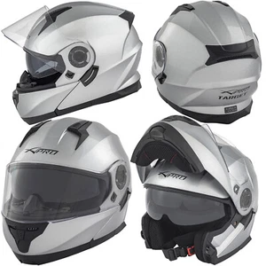 Motorbike Flip Up Sun Visor Helmet Motorcycle Jet Modular silver - Picture 1 of 12