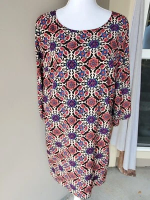 Antiguo Vestido Ajustado Azul Marino Para Mujer Grande Rojo Azul Rosa Psicodélico Floral Boho Satén Foto 1 de 4