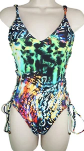 Rachel Roy Multicolor Print Side Tie One Piece Bikini Swimsuit, XSmall XS 9608-3 - Picture 1 of 2
