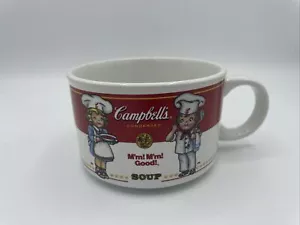 Taza de sopa vintage Cambells 1997 cerámica 4" blanco logotipo rojo - Imagen 1 de 4