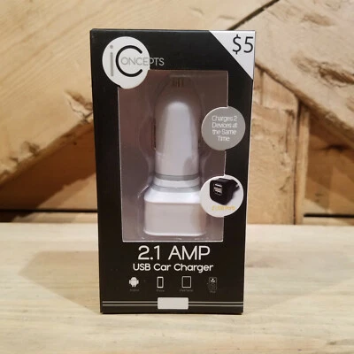 Cargador de coche USB blanco de 2,1 amperios - Swanky Barn Foto 1 de 4