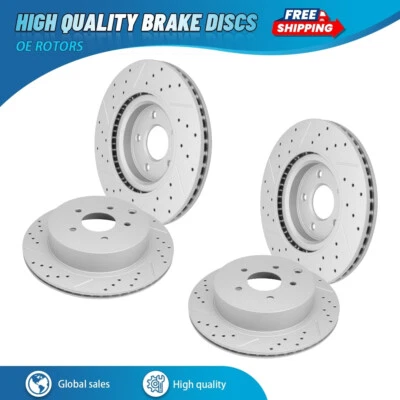 Front & Rear Drilled Brake Disc Rotors Set For 2015 2016 2017 2018 Nissan Murano - Image 1 of 4