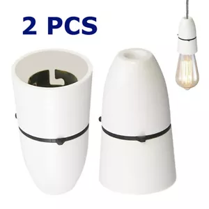 2 Pcs B22 Bulb Bayonet Pendant Lamp Holder Ceiling Pendant Light Fitting White - Picture 1 of 7