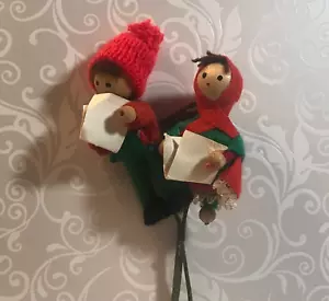 Mini Bastone Decorazione Piante o Decorazione Vintage Natale Ragazzo e Ragazza Legno Cantoler - Foto 1 di 11