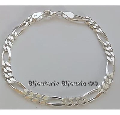 Braccialetto a Maglie Figaro Alternata 21 CM X 6 MM IN Argento Solido 925/1000 - Immagine 1 di 4
