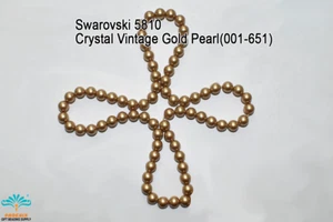 8mm Austria Swarovski #5810 Crystal Vintage Gold Pearl 001-651 - Picture 1 of 1