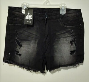 LATUD Women's Distressed Cutoffs Black sz14 new w tags waist 31 - Picture 1 of 2