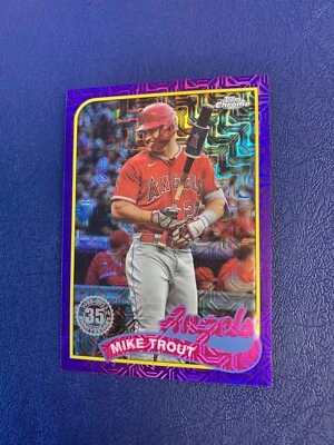 2024 Topps #T89C-17 Mike Trout Purple Mojo Refractor Angels SP /75 Silver Pack - Image 1 of 2