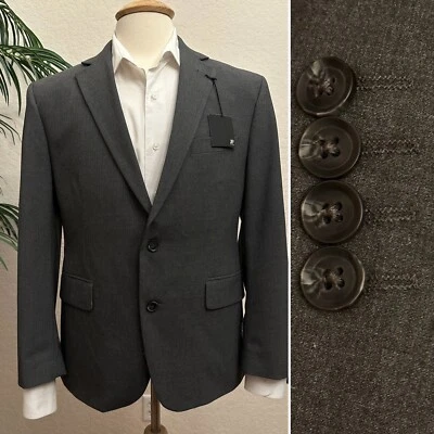 J FERRAR BLAZER SIZE 40S BLAZER SPORT COAT SUIT JACKET SHORT CHARCOAL GRAY NEW - Image 1 of 4