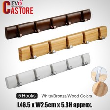 5 Curved Hook Wall Mounted Clothes Hanger Door Coat Rack Hat Scarf Holder