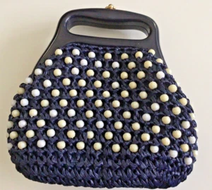 FABULOUS MCM BLUE BEADED PURSE - SIMON NEW YORK MADE IN ITALY - MR ERNEST - Picture 1 of 21