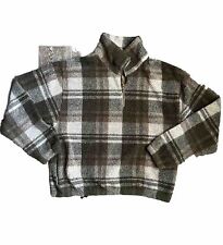 Redhead Quarter Zip Fleece Large Plaid Camp Colors Green Brown Pockets Outdoor