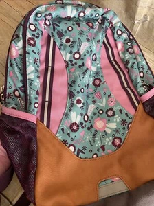 Garnet Hill Flower LARGE BACKPACK, LUNCH BOX, Teal, Purple, Euc - Picture 1 of 9