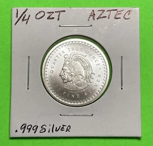 1x 1/4oz .999 Fine Silver Aztec Calendar Round Golden State Mint UNC in 2x2 Flip - Picture 1 of 3