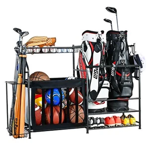 Organizzatore Attrezzature Sportive Garage Storage, Garage Ball Rack, 2 Sacche da Golf Storage - Foto 1 di 7