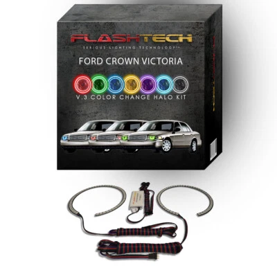 Kit halo LED cambiante multicolor RGB para faros Ford Crown Victoria 98-11 Foto 1 de 4