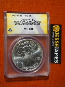 2000 (W) $1 AMERICAN SILVER EAGLE ANACS MS68 FROM MILLENNIUM COIN & CURRENCY SET - Picture 1 of 2