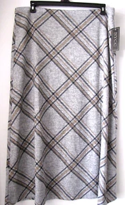 NYCC Midi Plaid Skirt Grey and Tan Size XL Winter Fashion Business - Picture 1 of 5