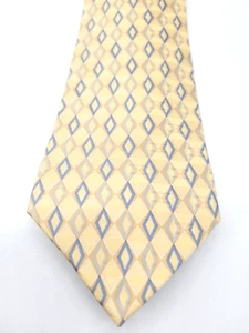 PURITAN geometrische Diamant Herren 100 % Seide klassische Krawatte gelb & blau 57" -60" - Bild 1 von 3