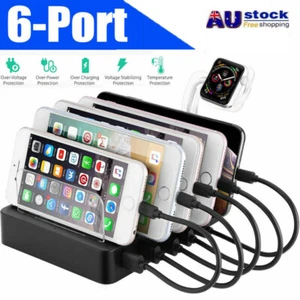 6-Port USB Charge Station Multi-Device Hub Charging Dock for Phone iPad Tablet - Picture 1 of 9