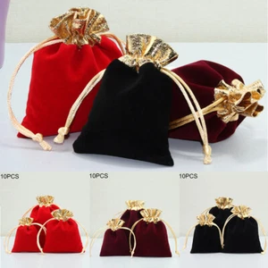 10PCS Gift Bags Drawstring Velvet Jewelry Favor Pouch Packaging Wedding Party - Picture 1 of 23