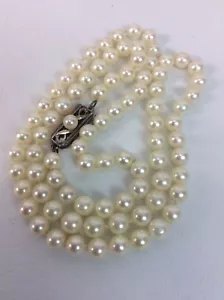 Bellissima Collana Perla Vintage Mikimoto Argento Sterling 925 Fibbia 20 3/4"" 5 mm - Foto 1 di 6