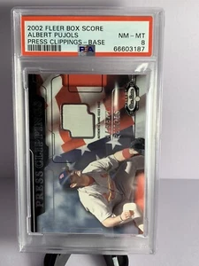 2002 Albert Pujols Press Clippings Fleer Box Score PSA 8 Game Used Base - Picture 1 of 2