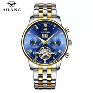 AILANG Men's Watch Tourbillon Mechanical Wristwatches Calendar Week Waterproof - Picture 1 of 23