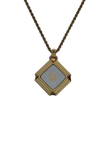 Collana Christian Dior Logo Placca Quadrata GLD Top Disponibile Donna