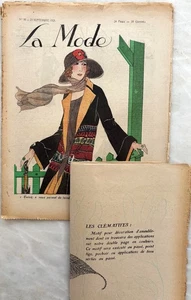 LA MODE n° 38 du 23 Sept. 1923 revue ancienne Couture Chapeau + suppl. Broderie - Picture 1 of 8