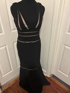JS Collections Long Formal Evening Gown Women's Size 14 Black With Nude Lining - Picture 1 of 3