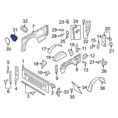 For Ford F-450 Super Duty 2017-2022 Ford HC3Z9927936A Rear Fuel Filler Housing Foto 1 de 4