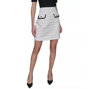KARL LAGERFELD PARIS Women's Textured-Tweed Mini Skirt in White Black - Picture 1 of 1