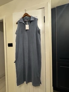 Tommy Hilfiger Polo Midi Cotton Dress - Blue - Size L - Brand New - Picture 1 of 8
