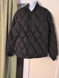 Banana Republic Men's Large Quilted Bomber Jacket Black Button Style - Picture 1 of 8