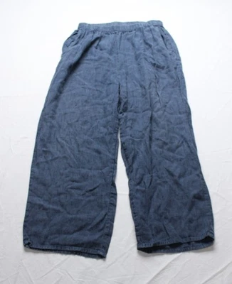 Flax Women's Floods Elastic Waist Pull-On Linen Pants BE5 Baltic Sea Medium - Image 1 of 4