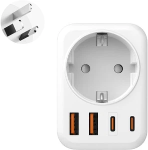 Adattatore Presa Australia, 5 in 1Adattatore Da Viaggio Australia Con 1 AC & 2 U - Foto 1 di 7