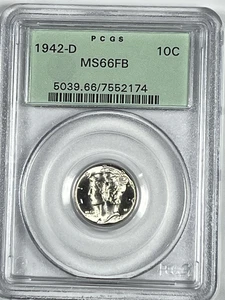 1942-D Mercury Dime : PCGS MS66FB Blazing White OGH - Picture 1 of 4