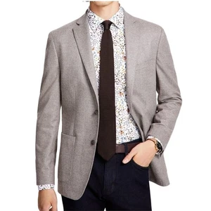 Bar III Herren hellbraun Fischgrätmuster Strick Slim-Fit Sport Mantel Anzug Jacke Größe 40 S - Bild 1 von 7