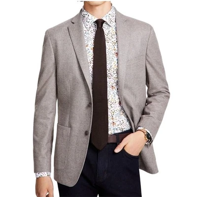 Jaqueta Bar III masculina bronzeada malha espinha de peixe slim fit esporte terno tamanho 40S - Imagem 1 de 4