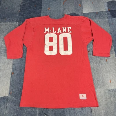 Camiseta de fútbol Henley Champion de los años 70 para hombre grande roja manga larga hecha en EE. UU. Foto 1 de 4