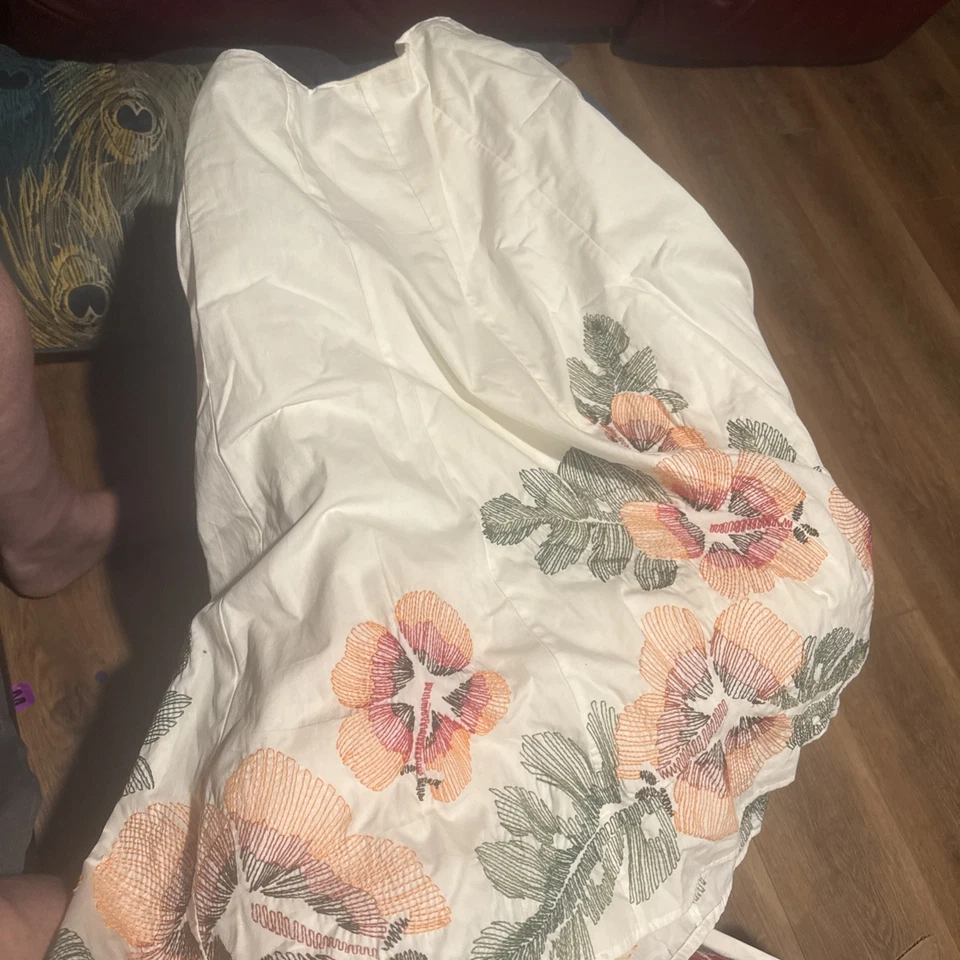 Ivory Color Flair Below The Knee Length Skirt By Sunny Leigh Size 10 Floral Boho - Image 1 of 1