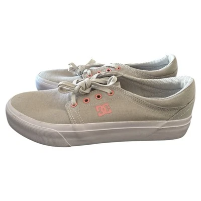 DC Women's 9 Trase TX Lace up Skate Shoes, Gray/Pink ADJS300078 New No Tags - Image 1 of 4