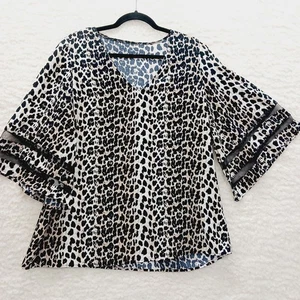 Blouse Size XL Mob Wife Y2K Whimsycore Glam Luxe Festival Goth Leopard Animal - Picture 1 of 12