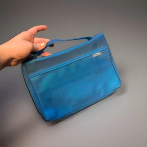 Y2K Bible Carrying Case Clear Jelly Blue Cute Jesus Fish Glowfish Zipper Pull - Picture 1 of 5