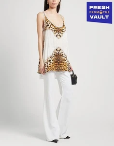 Prezzo consigliato €380 Just Cavalli Top linea lunga IT40 US4 UK8 S orlo immerso borchie incollate - Foto 1 di 5