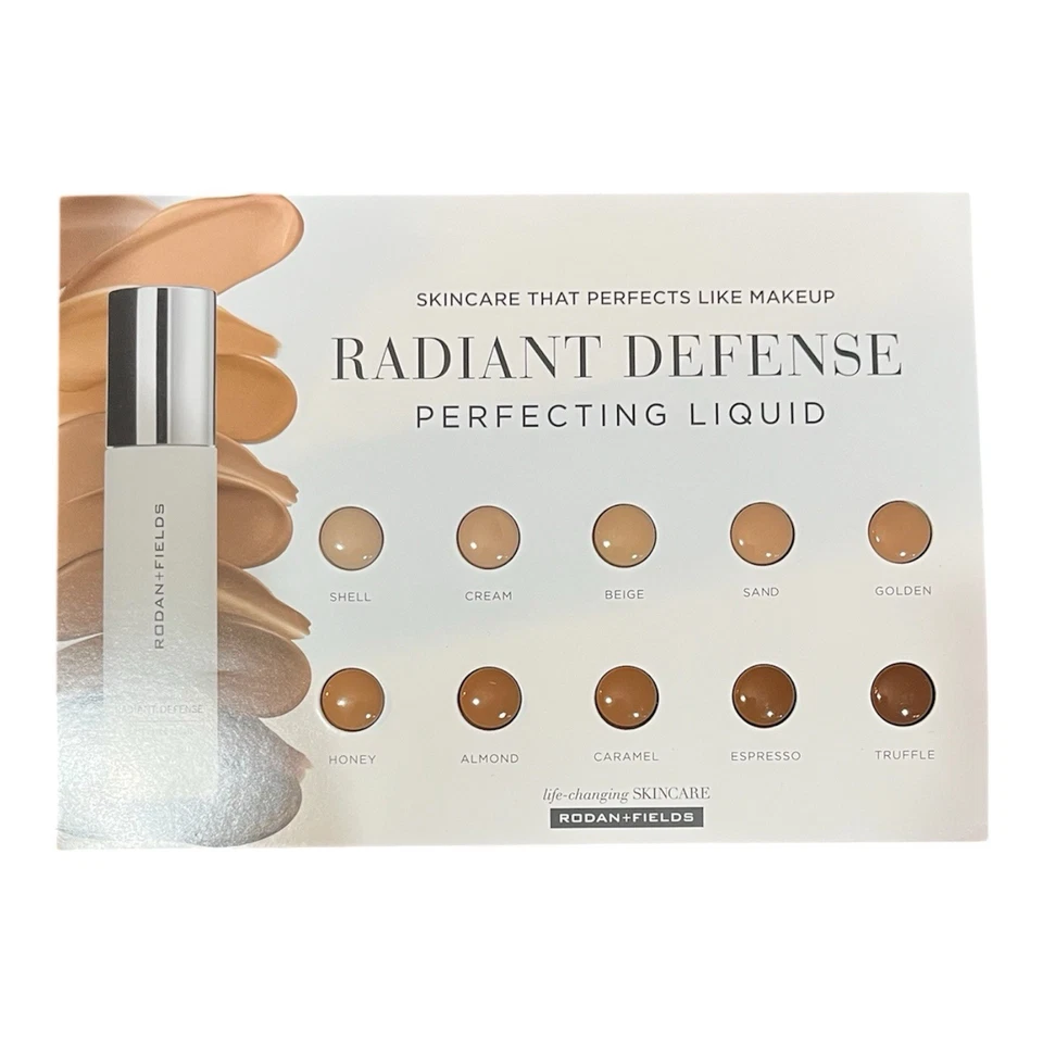 Rodan + Fields Radiant Defense Perfecting Liquid Sample Card 10 Shades New - Image 1 of 1